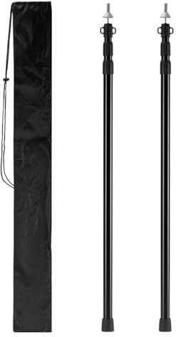 Teleskop-Schattenstangen – Zeltstangen für Tarp | 2 Stück tragbare Aluminium-Zeltstangen für Schatten, verstellbare Metall-Sonnenschutzstangen, robuste Camping-Planenstangen mit Aufbewahrungstasche