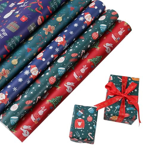 Weihnachtspapier | Weihnachtspapierrolle | Bögen Weihnachts-Geschenkpapier | Extra große Rolle für mehrere Geschenke, ideal zum Verbreiten von Freude und Feiertagsstimmung