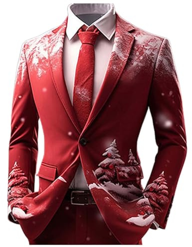 Generisch Weihnachtsanzug Herren Weihnachts Anzug Formal Christmas Suits Weihnachten Weihnachtskostüm Party Slim