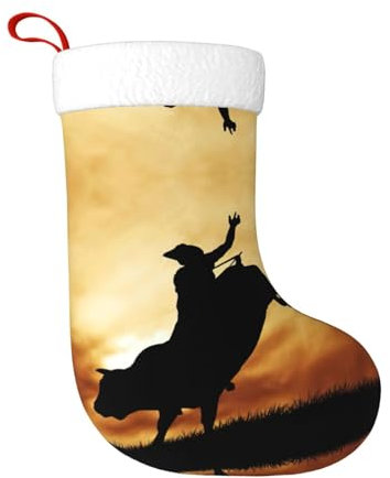 JEJEA Weihnachtsstrümpfe, Motiv: Bullen, 45,7 cm, Weihnachtsstrümpfe für Urlaub, Dekoration, Weihnachtsschmuck