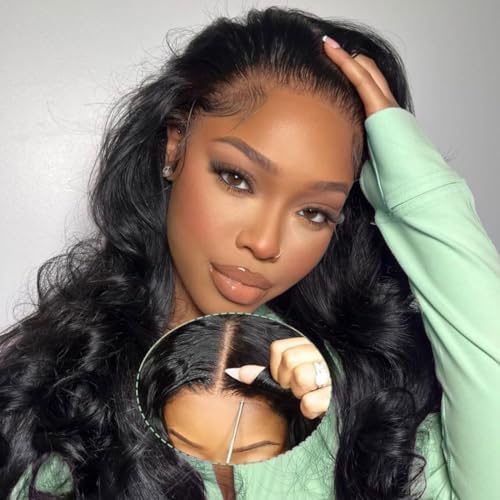 Rebasar Peruk av Mänskligt Hår Body Wave 4 x 4 Lace Wig Human Hair Limfri Förplockad Hårlinje Förskuren Perfekt för Kvinnor 180% densitet 20 Tum