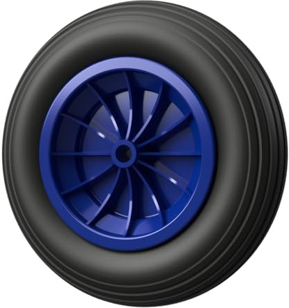 1 x Roue à air Ø 370 mm 3.50-8 palier lisse roue de brouette pneus, noir/bleu