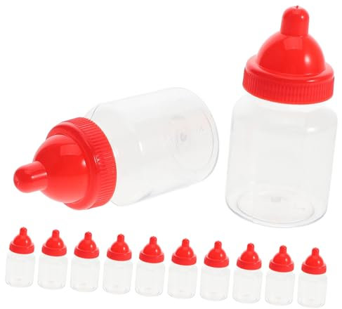 Abaodam 12pcs Candy Box Clear Candy Jar Milk Bottle Pretend Bottles Bottle Party Favors Mini Candy Dispenser Fillable Feeding Bottle Small Favor Boxes Plastic Red