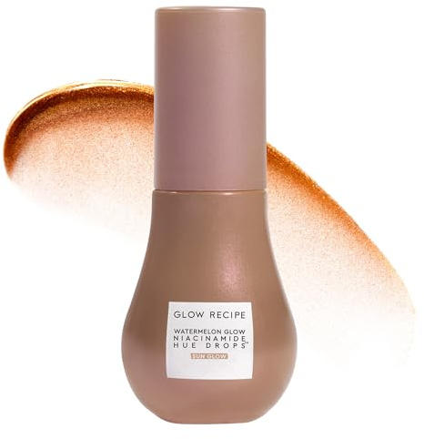 Glow Recipe Hue Drops - Mini Tinted Face Serum - Bronzing Drops to Brighten & Hydrate - Skincare Makeup Primer & Liquid Highlighter to Blur Pores for a Radiant, Even Skin Tone - Sun Glow (15ml)