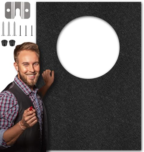 Mindsoft Extra Large Dart Board Wall Protectors Dart Board Backing Felt Wall Tiles Extended Length Dartboard Surround Cork Dartboard Backer Alternative with Bracket Hanging Kit(45 x 32 x 0.35 Inch)