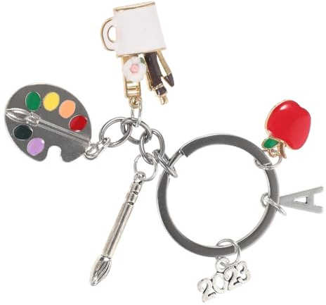 Holibanna Unique Graduation Season Key Ring Paintbrush Barrel Shape Metal Material Chic Bag Pendant