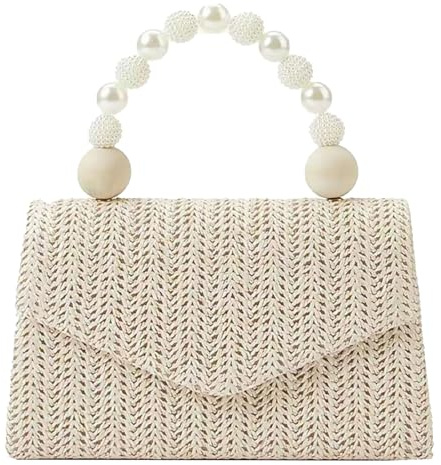 Elegant Straw Evening Bag Women Mini Bow Top Handle Satchel Style Clutch Handbags Cross Body Chain Strap Tote Purse