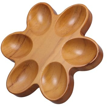 TOPPERFUN 6 bandeja de huevos de madera plato de huevos encimera gallina atender mostrar Lámina contador de huevos bandeja de huevos rellenos Madera de caucho Brown