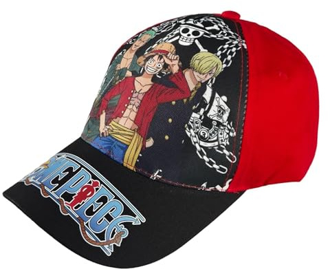 One Piece Casquette de baseball pour enfant – 2 designs avec Ruffy & Chapeau de paille – Taille réglable (54–56 cm) – Merch officiel Anime – Casquette en coton avec visière