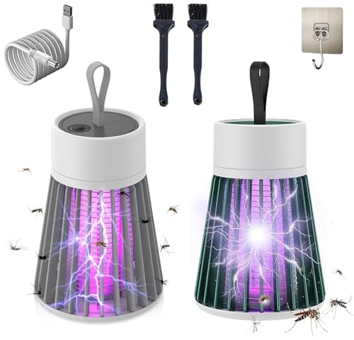 2PC Mozz Guard - 2025 Nouveau Mozzguard Mosquito Zapper, Rechargeable par USB, Buzzbug Lantern, Lampe Anti-moustiques Imperméable pour Camping, Jardins, Intérieur