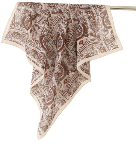 Prettystern silke- och bomullsscarf 65 x 65 cm för kvinnor och män – fyrkantig halsduk elegant lätt perfekt för sommar och vår, 65 cm X 65 cm