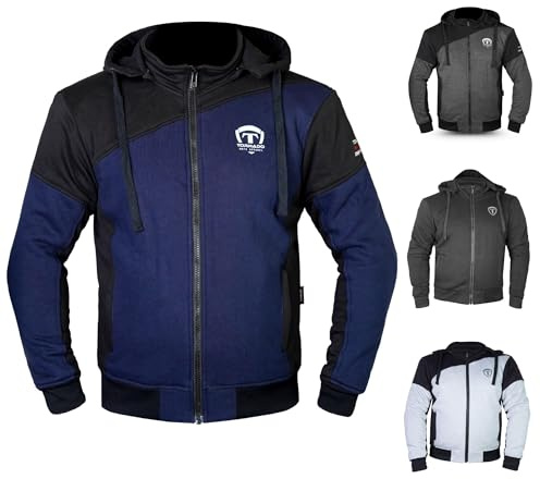Tornado Ninja Men’s Armoured Motorcycle Hoodie – CE Level 2 Removable Armour, Protective Armoured Motorbike Hoodie Jacket with Aramid Lining & Breathable Mesh