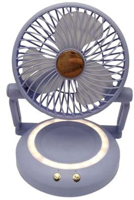 Générique Ventilateur de Bureau | Ventilateur De Table Compact À Main Portable | Rafraîchisseur d'Air Pliable Rechargeable avec Éclairage LED, Gadgets Oscillants pour Voyage Extérieur et Maison