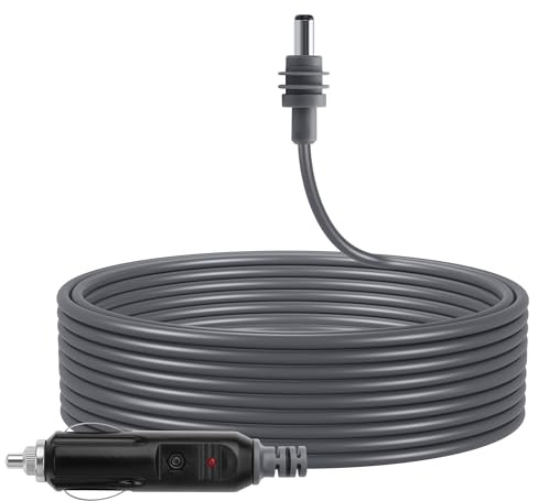 GINTOOYUN 18AWG Starlink Mini Car Power Cable 12V/24V Cigarette Lighter Male Plug to IP68 Waterproof DC 5.5x2.1mm Male Plug Power Extension Cord (16.4 FT)(5M)