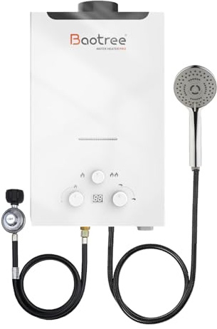 14L Tankless Water Heater Propane with Digital Display, 3.66 GPM Portable Instant Hot Water Heater with Overheating Protection, 85,300 BTU RV Tankless Water Heaters for Indoor and Camping