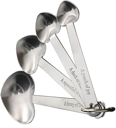 LABRIMP Cucharas Medidoras de Acero Inoxidable de Forma de Corazón con Marcado para Medir Líquidos y Polvos Cocina Repostería Fácil Almacenaje