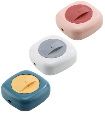 FONDOTIN 3pcs Large Cable Organizer Box with Charging Cable Container and Earphone Winder for Travel Use, Portable USB Cord Holder Set in Blue Yellow, Pink Purple, and White Grey