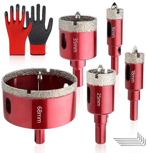 SneiDr Scie Cloche Diamantée 5pcs 16 18 25 35 68mm Foret Diamant Carrelage