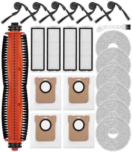 Accesorios de Repuesto para Xiaomi Robot Vacuum 5 Pro/5 Aspirador | 1 Cepillos Principales, 6 Paño, 4 Filtro, 6 Cepillos Laterales, 4 Bolsa de Polvo, 1 Cepillo de Limpieza