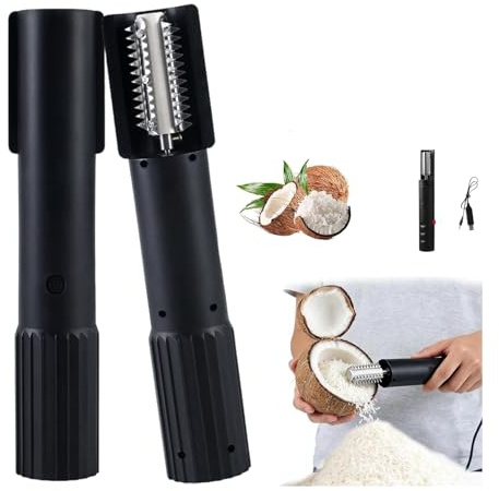 Growalleter Electric Coconut Grater Machine, Wireless Portable Handheld - Anti-Splash Stainless Steel Automatic Coconut Scraper Shredder Peeler, Fish Scale Remover (Black)
