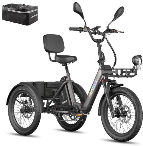Fafrees F20 Mate II trehjuling, e-cykel, hopfällbar cykel, 20 tum [Offiell] män, Ebike kvinnor 25 km/h, 3-hjul 180 kg, cykel elektrisk 250 W seniorer, 25 AH 48 V batteri, avtagbar pedelec vuxna
