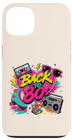 Back to 80s Nostalgia Roller Skate Boombox Cassette Tape Années 80 Coque pour iPhone 13