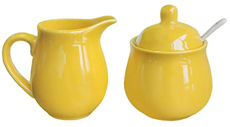Ceramic Colorful Creamer and Sugar Set with Lid Spoon, Coffee Serving Set