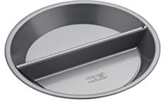 Chicago Metallic Professional 'Split Decision' Non Stick Split Pie Pan/Tart Tin with Divider and Loose Bottom, In Gift Box, Carbon Steel, 24 cm