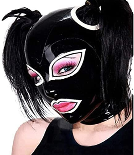 MFMYEE Latexmaske, Gummikopfbedeckung – SM-Fetisch-Bondage-Maske, Cosplay-Maske für Latexliebhaber (Perücke nicht enthalten)