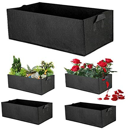 bottlewise 5er-Pack rechteckiger Garten-Gewächshülle, Filz, Pflanzgefäße, quadratisch, mit Griffen, für drinnen und draußen, für Blumen, Gemüse, Tomaten, Kartoffeln