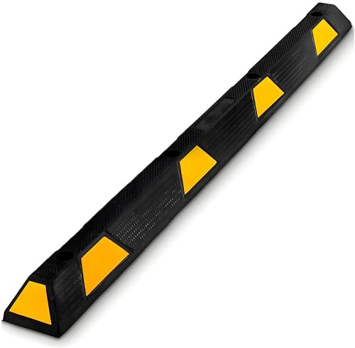 Pyle Garage Wheel Stopper - Traction Protection for the Garage, Car Wheel Stopper as Parking Aid for the Garage at Parking Limitation, Rubber Car Stopper with Reflectors to Protect the Parking Space