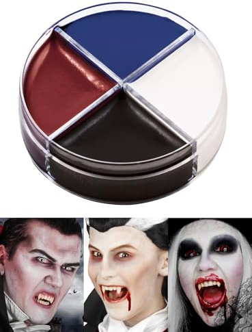 Professionelle Theater-Schminke für Vampire - Horror Make-Up Set Creme Schminkdose 4 Farben - Halloween Karneval Motto-Party