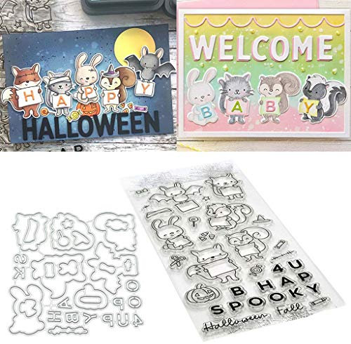 ECMQS Gruslig 1 Satz DIY Stanzschablonen Und Stempel Scrapbooking Stanzmaschine Schablonen Stanzformen Für DIY Scrapbooking Fotoalbum Dekor Karten