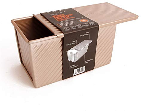 ZHANGXIAO Loaf Tin, Heavy Carbon Steel With Cover Bread Cake Toast Vents (Color : Gold)
