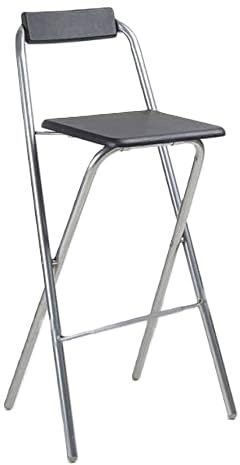 HOMION Folding Breakfast Chair Wooden Bar Stool with Rubber Covered Footrest for Kitchen Fold able Bar for Restaurant Kitchen Living Garage Camping Campervan Aisle Chair Aisle Stool Office (BLACK)
