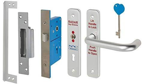 EAI Radar Lock Set for Toilet Doors, National Key Scheme, Right Hand | Toilet Door Lock Under Phlexicare Blue Badge National Key Scheme, Ideal for Stores, Cafes, Pubs, Restaurants, Stations