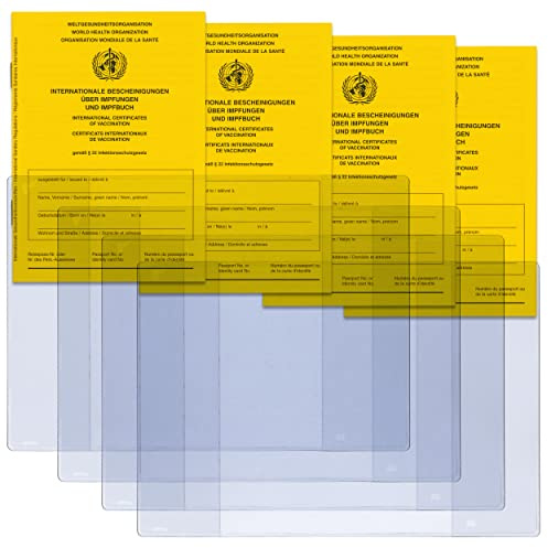 Welsberg 4x Impfpass und 4x Ausweishülle Set- Schutzhülle transparent für Internationale Bescheinigung über Impfungen und Impfbuch