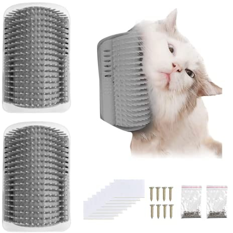 BEAUTYBIGBANG 2 Stück Massage Ecke Katze Bürste Katze Self Groomer Katzenbürste Wand Ecke mit Katzenminze Unterstützung für Türen Tisch Wände für Langhaar Kurzhaar Katze Massage