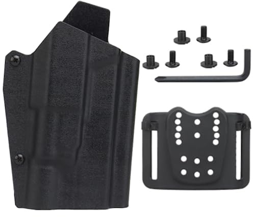 ACEXIER Taktisches Kydex Taillenpistolenholster für G1ock 17/19/19X/45 G-300 Taschenlampe Airsoft-Pistolenkoffer mit QLS 19 22 Verriegelungssystem (Black)