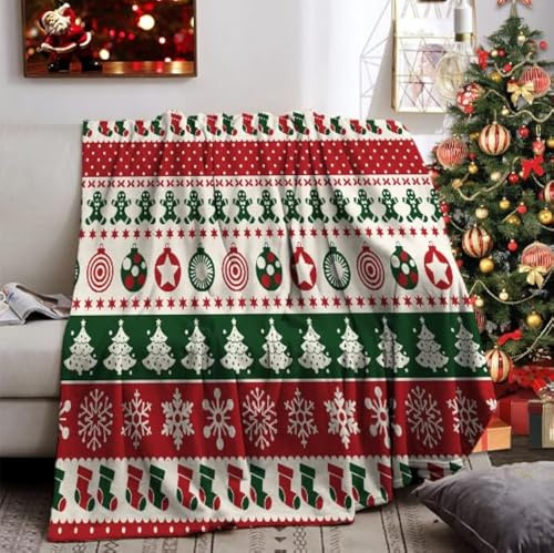 Weihnachts Kuscheldecke 130x150cm, Sofa Decke Weihnachten, Weiche Warme Winter Fleecedecke Weihnachten für Erwachsene (A, 130x150cm)