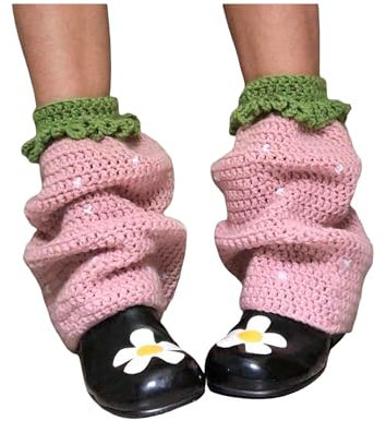 SANSIWU Frauen Japanische Lolita Kawaii Beinstulpen Gothic Wolle Ballstrick Lange gestapelt Beinabdeckung Harajuku Lose Stiefel Socken Y2k (I-04, Einheitsgröße), I-04, One size