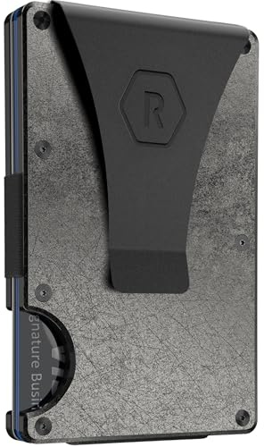 Ridge Wallet for Men - Slim Minimalist Compact Wallet and Card Holder, RFID Protected Front Pocket Wallets for Men with Integrated Money Clip (Stonewashed Titanium)