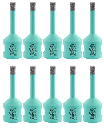 LEKOMESH Diamond Core Drill Bits - 10pcs 6MM Tile Hole Saw for Porcelain Ceramic Marble Granite Stone Quartz,M14 Thread