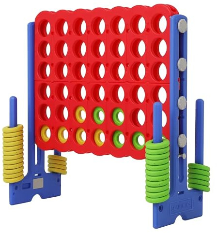 LDDAL Patent Authorized Giant 4 Connect in a Row Game, Height Adjustable Jumbo Yard Games for Kids and Adults Outdoor Play, Backyard Large Four Connect Floor Games (Blue/Red)