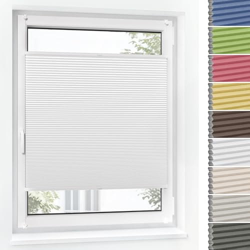 Jalousiescout Wabenplissee ohne Bohren Verdunklung—Thermo plissee Klemmfix Zweifarbig 30x50cm weiß-Weiß, Sonnen-, Sicht- & Hitzeschutz Jalousie verdunklung für Fenster & Tür