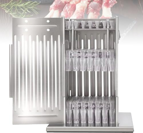 FURLOU Machine à brochettes Multifonctions en Acier Inoxydable, boîte de Fabrication de Kebabs pour Barbecue, Machine à brochettes Manuelle, pour Pique-Nique, Camping, Restaurant Barbecue