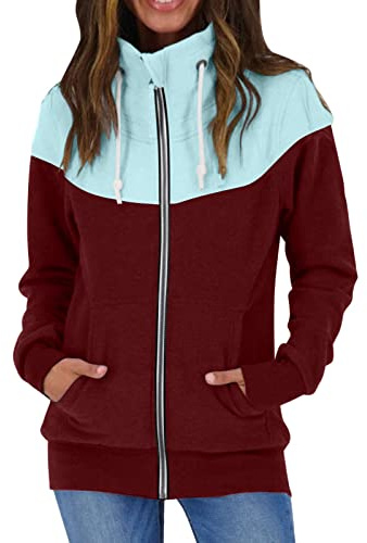 Overstock Ofertas Mujeres Casual Contraste Sólido Manga Larga Cremallera Abrigo Bolsillo Sudadera Suelta Tops Sudadera Mujer Capucha Pelo Sudadera Larga Negra Muj Ofertas Flash Del Dia Cozy Sweater