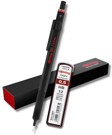 rOtring Druckbleistift, 0,5 mm, schwarzer Schaft + 12 x 0,5 mm HB-Minen, 500 Stück