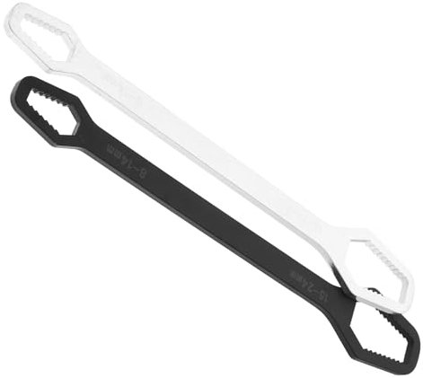Hoement Universal Adjustable Double-Ended Wrench 8-22mm Self-Tightening Star Spanner Multifunctional Repair Tool Set 2pcs for Glasses and General Use