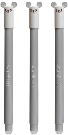 EBERHARD FABER - Tintenroller radierbar Animal Erase It Maus | 3 Gelschreiber blau 0,7 mm